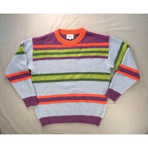 FRNCH Paris Sweater Oversized Colorful Stripes‎ Women's Large Fuzzy Colorful